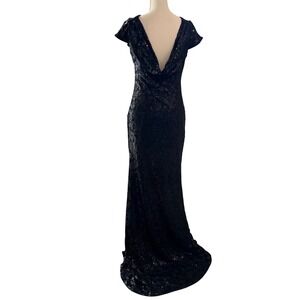 Calvin Klein Black Sequin Gown‎ Evening Dress Formal Party Pageant Prom Size 6